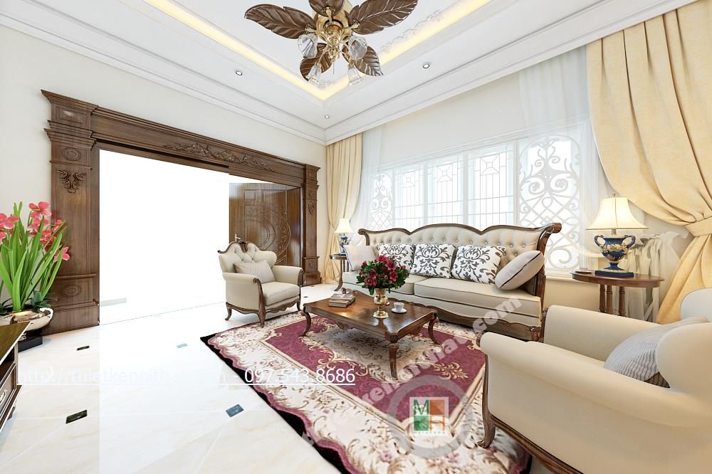 Thiết kế nội thất phòng khách biệt thự cao cấp tại Nghệ An